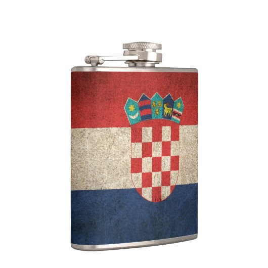 Vintage beunruhigte Flagge von Kroatien Flachmann (Rechts)