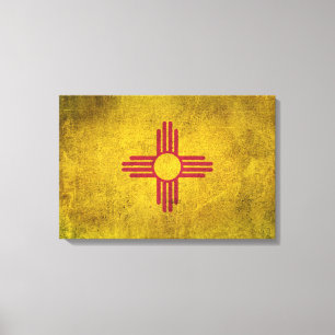 Vintage beunruhigte Flagge von New-Mexiko Leinwanddruck