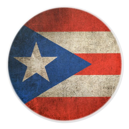 Vintage beunruhigte Flagge von Puerto Rico Keramikknauf (Vorderseite)