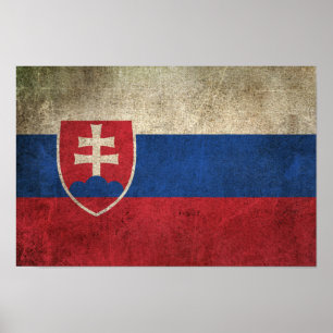 Vintage beunruhigte Flagge von Slowakei Poster