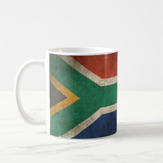 Vintage beunruhigte Flagge von Südafrika Kaffeetasse (Links)