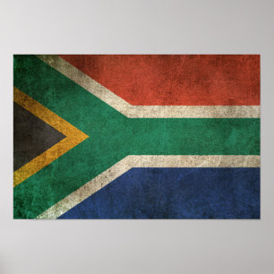 Vintage beunruhigte Flagge von Südafrika Poster