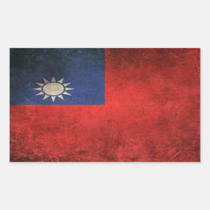 Vintage beunruhigte Flagge von Taiwan Rechteckiger Aufkleber