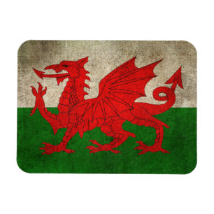 Vintage beunruhigte Flagge von Wales Magnet