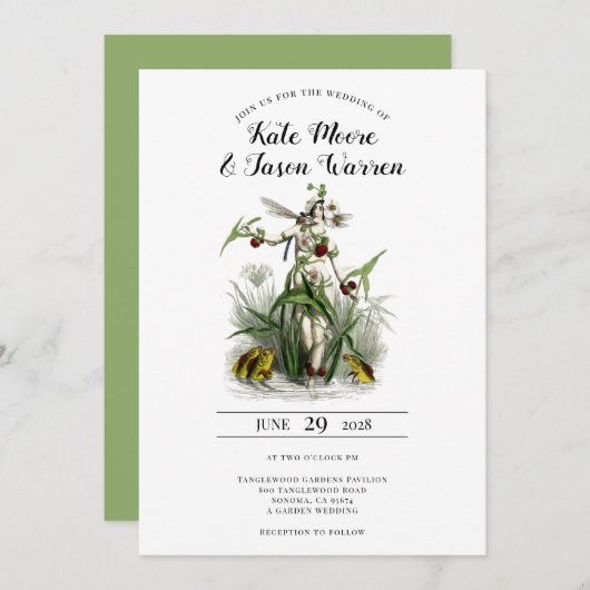 Vintage bezaubernde Gartenmärsche Einladung (Vorne/Hinten)