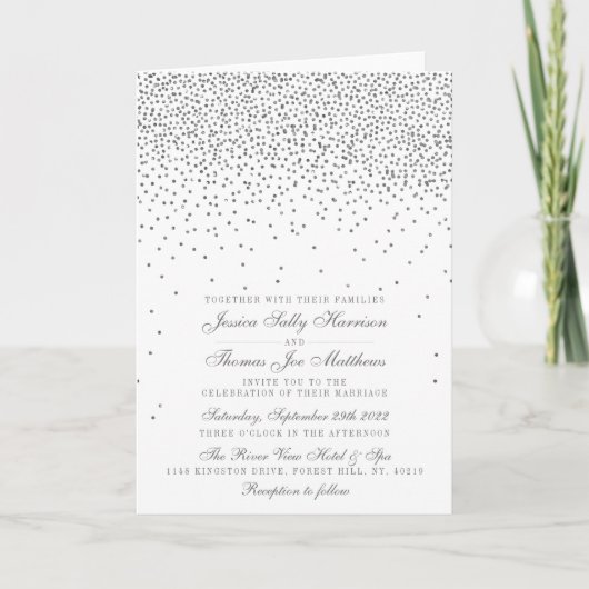 Vintage bezaubernde silberne einladung (Vorderseite)