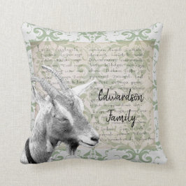 Vintage Bezeichnung der Rustikalen Ziegenfamilie M Kissen