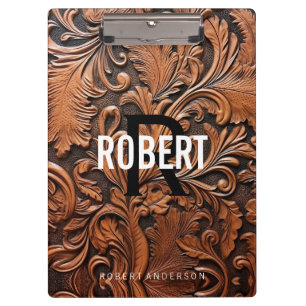 Vintage Bezeichnung für ein Monogramm aus Glattled Klemmbrett