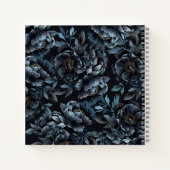 Vintage Bezeichnung für Midnight Blue Peonies Notizblock (Rückseite)
