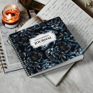 Vintage Bezeichnung für Midnight Blue Peonies Notizblock