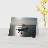 Vintage bi-Flugzeug in der Bildung Karte (Gelbe Blume)