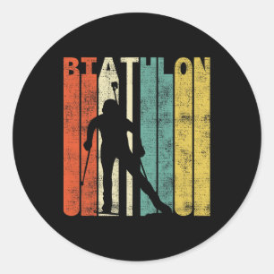 Vintage Biathlon Retro Biathlet Geschenk Runder Aufkleber