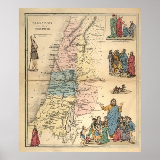Vintage Bibelkarten 1856 Palestine Value Poster (Vorne)