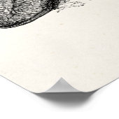 Vintage Biber-Illustration Retro-Biber und Damm Poster (Ecke)