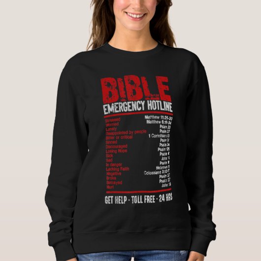 Vintage Bible Emergency Numbers  Hotline Verses Sweatshirt (Vorderseite)