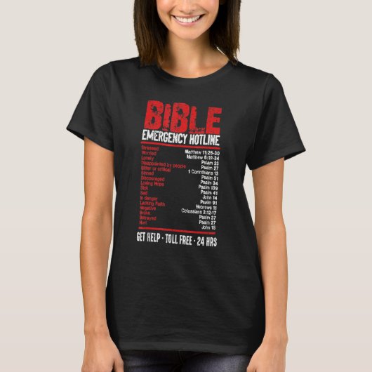 Vintage Bible Emergency Numbers  Hotline Verses T-Shirt (Vorderseite)