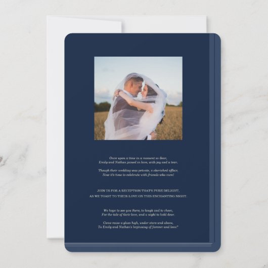 Vintage Bibliothek Hochzeitsempfang Einladung (Rückseite)