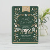 Vintage Bibliothek Hochzeitsempfang Einladung (Stehend Vorderseite)