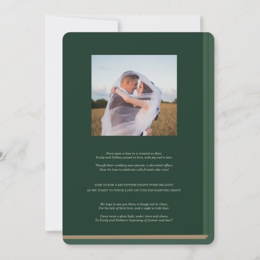 Vintage Bibliothek Hochzeitsempfang Einladung (Rückseite)