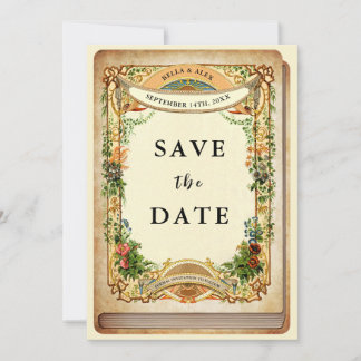 Vintage Bibliothek Storybook Secret Garden Save The Date