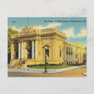 Vintage, Bibliothek, Williamsport, Pennsylvania Postkarte