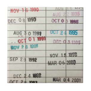 Vintage Bibliotheks-Abgabefrist-Karten Fliese