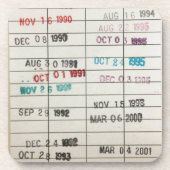 Vintage Bibliotheks-Abgabefrist-Karten Getränkeuntersetzer (Vorderseite)