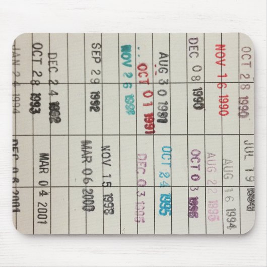 Vintage Bibliotheks-Abgabefrist-Karten Mousepad (Vorne)