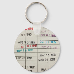 Vintage Bibliotheks-Abgabefrist-Karten Schlüsselanhänger