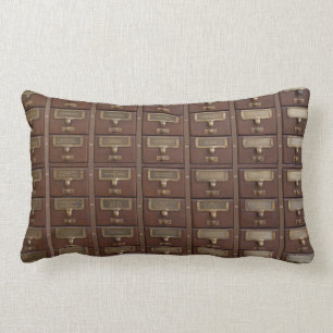 Vintage Bibliotheks-Kartei-Fächer Lendenkissen