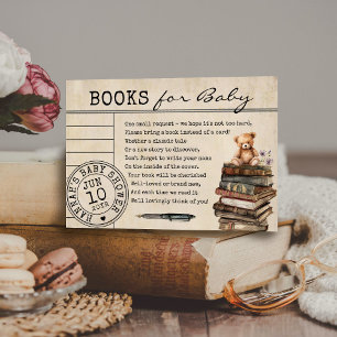 Vintage-Bibliotheks-Karten-Blumen-Bücher-für-Baby- Begleitkarte