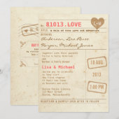 Vintage Bibliotheks-Karten-Hochzeits-Einladung Einladung (Vorne/Hinten)