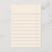Vintage-Bibliotheksausleihe Neutrale Hochzeitsdeta Begleitkarte (Rückseite)