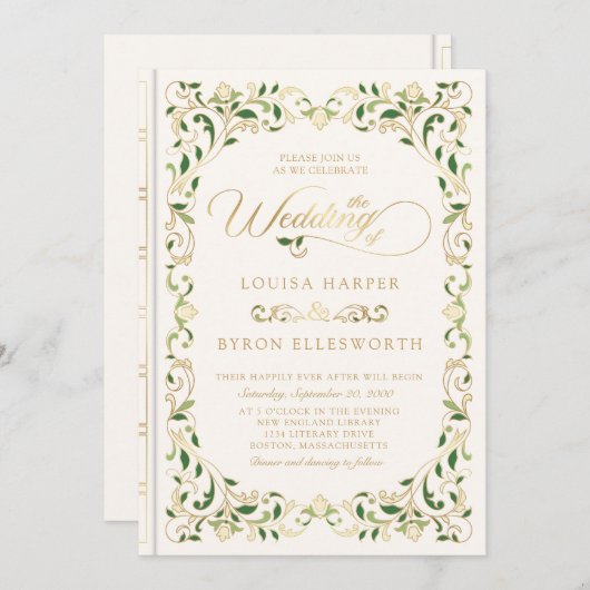 Vintage Bibliotheksbücherei Märchenmesse Einladung (Vorne/Hinten)