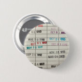 Vintage-Bibliotheksfälligkeitskarten Button (Vorne & Hinten)