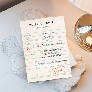 Vintage Bibliothekskarte Buch Lover Ecru Brautpart Einladung