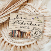 Vintage Bibliothekskarte Bücher Kinderdusche Platz Platzkarte