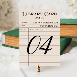 Vintage Bibliothekskarte Hochzeitsfeier Tischnumme