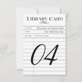 Vintage Bibliothekskarte Hochzeitsfeier Tischnumme (Rückseite)