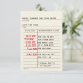 Vintage Bibliothekskarte Save the Date (Stehend Vorderseite)