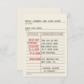 Vintage Bibliothekskarte Save the Date (Vorne/Hinten)