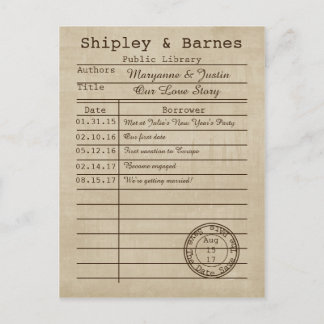 Vintage Bibliothekskarte Save the Date Ankündigungspostkarte