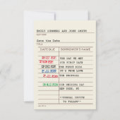 Vintage Bibliothekskarte und Buchabdeckung Save th The Date (Vorderseite)