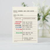 Vintage Bibliothekskarte und Buchabdeckung Save th The Date (Stehend Vorderseite)