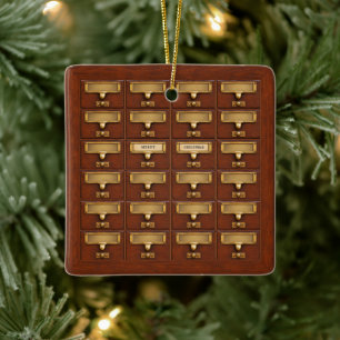 Vintage-Bibliothekskartei-Katalog Freude Frieden N Keramikornament
