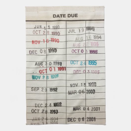 Vintage Bibliothekskarten Geschirrtuch (Vertikal)