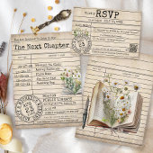 Vintage Bibliothekskartenbücher für Hochzeitsfeier Einladung