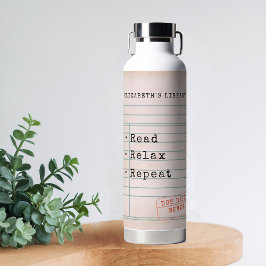 Vintage Bibliothekskartenbuchung Lover Bookworm Trinkflasche
