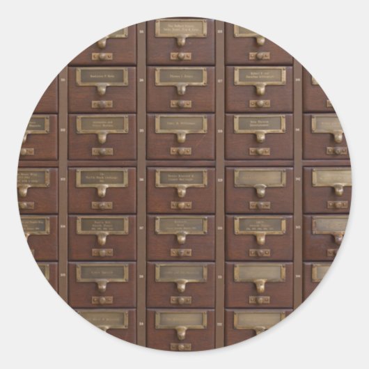 Vintage Bibliothekskartenkataloge Runder Aufkleber (Vorderseite)