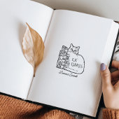 Vintage Bibliothekskatze Gummistempel